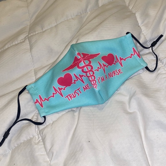 Nurse Themed Blue & Pink Adjustable Face Mask🩺♥️⚕️ - Picture 3 of 9